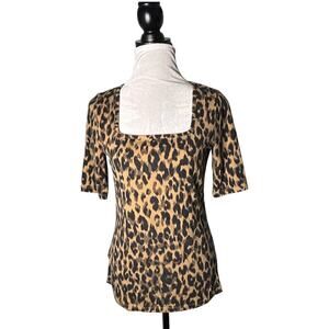 Halogen Square Neckline Top Leopard Print Size Small